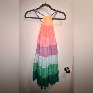 Pitusa Rainbow Mini Dress, Halter, Pastel Rainbow